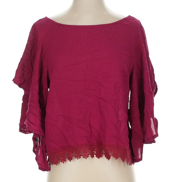 MWOT: Flying Tomato Boho Lace Crossed Back Flared Short Sleeve Blouse• Small - Picture 1 of 5